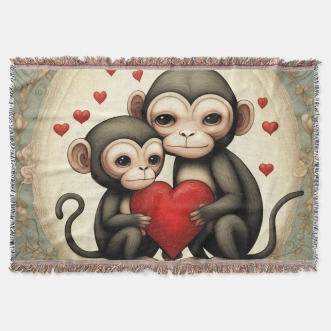 Monkey Love Throw Blanket (Front)