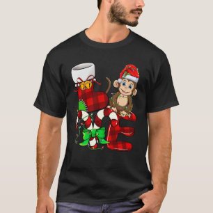 Monkey Lover Christmas Monkey Wearing Santa Hat Ch T-Shirt