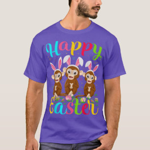 Monkey Lover Funny Easter Egg Bunny Monkey Happy E T-Shirt