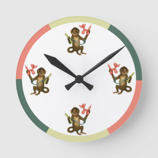 Monkey making balloon animal Wall Clock