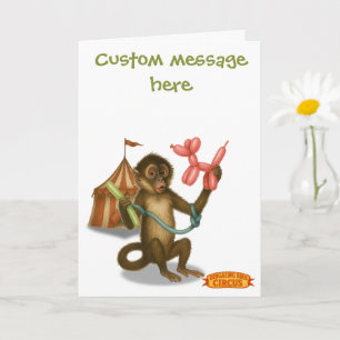 Monkey making balloon animals. Add your message. Card