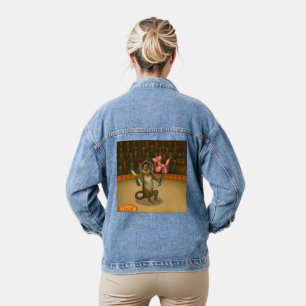 Monkey making balloon animals denim jacket