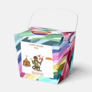 Monkey making balloon animals favour box