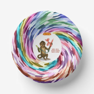 Monkey making balloon animals paper plate