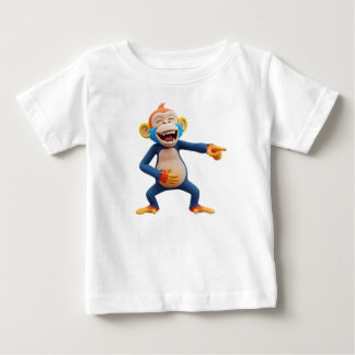 Monkey Mascot Pointing and Laughing Baby T-Shirt
