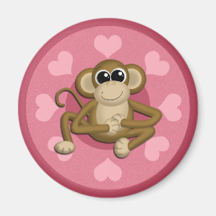 Monkey Me Pink Love magnet