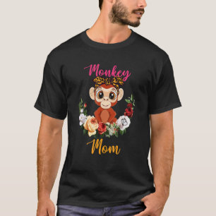 Monkey Mom Floral Monkey Bow Tie Lover Mother's Da T-Shirt