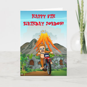monkey motocross birthday card