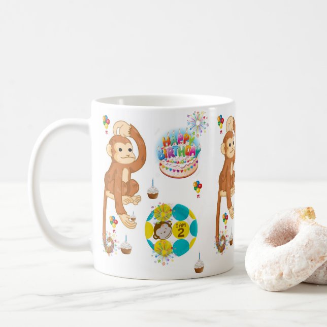 Monkey Mug Happy Birthday Mug (With Donut)