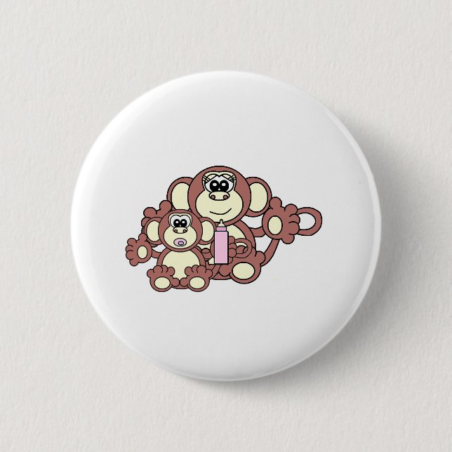 Monkey Mummy 6 Cm Round Badge (Front)