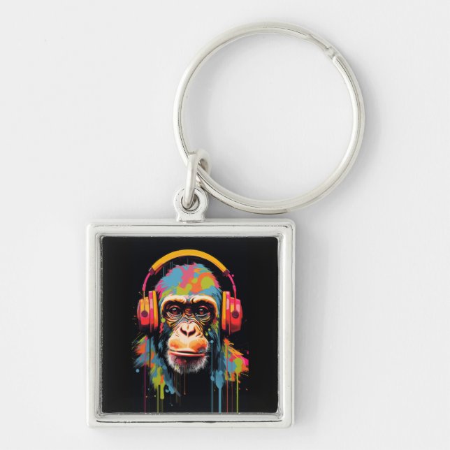 Monkey Music Art Monkey Art Monkey Gallery Art Key Ring (Front)