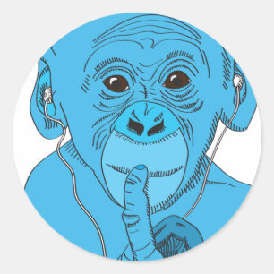 Monkey Music Classic Round Sticker