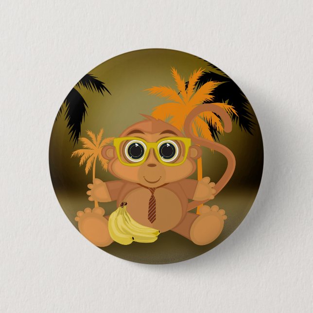 Monkey Nerd 6 Cm Round Badge (Front)