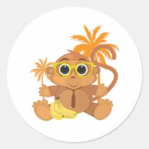 Monkey Nerd Classic Round Sticker