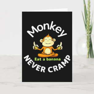 Monkey Never Cramp Eat A Banana Raglan Baseball Te Card