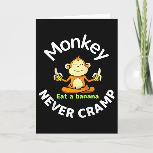 Monkey Never Cramp Eat A Banana Raglan Baseball Te Card (Front)