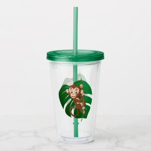 Monkey on a Vine Design Acrylic Tumbler