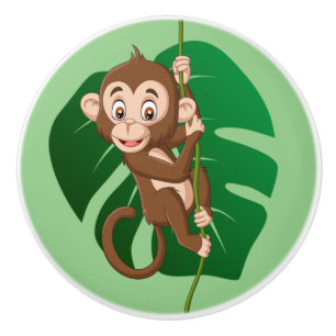 Monkey on a Vine Design Ceramic Knob