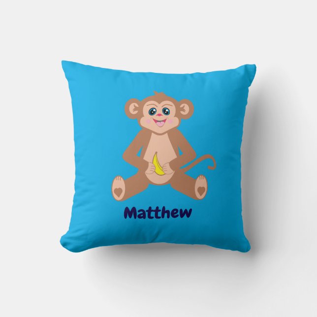 Monkey on an Azure Blue Cushion (Front)