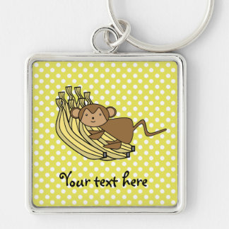Monkey on bananas and yellow polka dots key ring