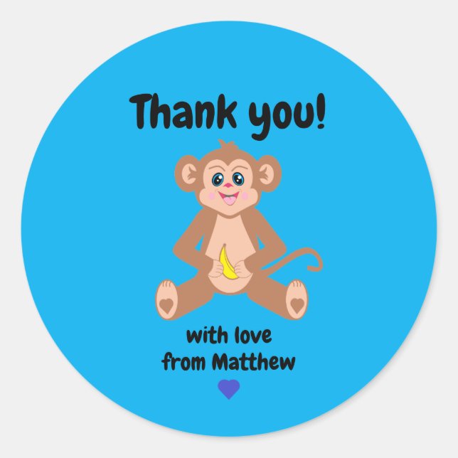 Monkey on Blue Sticker (Front)