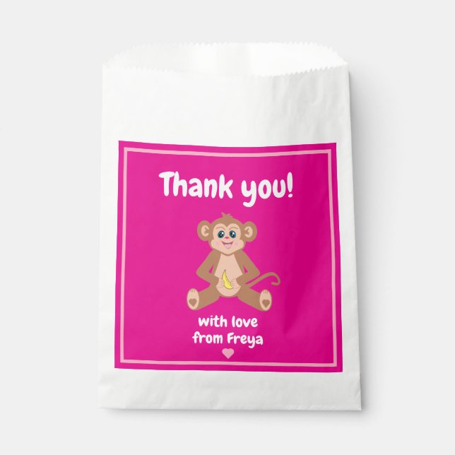Monkey on Pink Favour bag (Front)