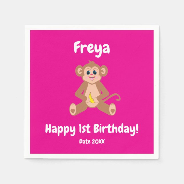 Monkey on Pink Napkin (Front)
