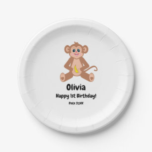 Monkey on White Paper Plate