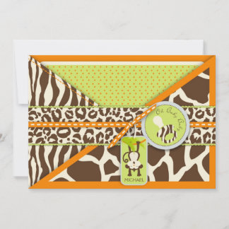 Monkey & Pacifier Safari Animal Print Baby Shower Invitation