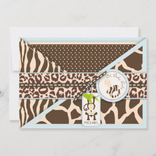Monkey & Pacifier Safari Animal Print Baby Shower Invitation