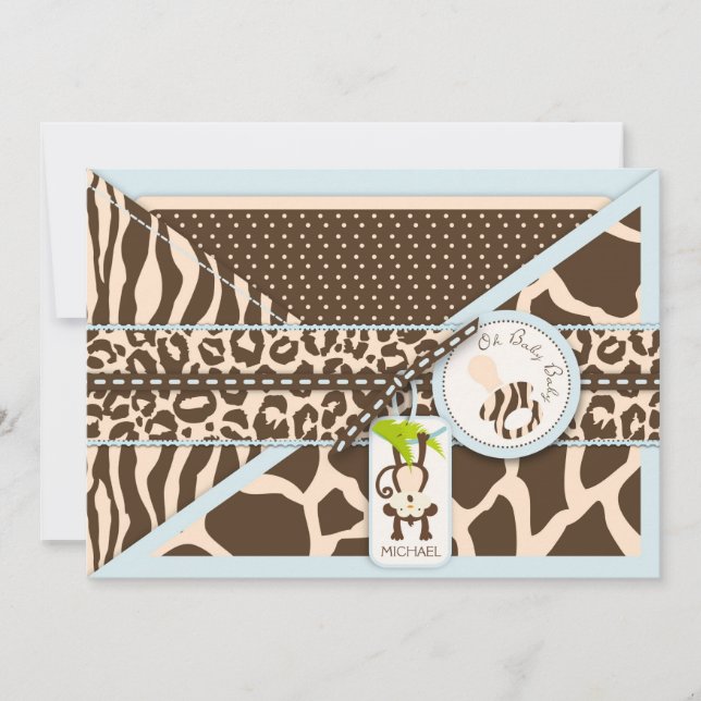 Monkey Pacifier Safari Jungle Baby Shower Invitation (Front)