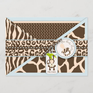 Monkey Pacifier Safari Jungle Baby Shower Invitation