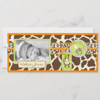 Monkey & Pacifier Safari Print Birth Announcement