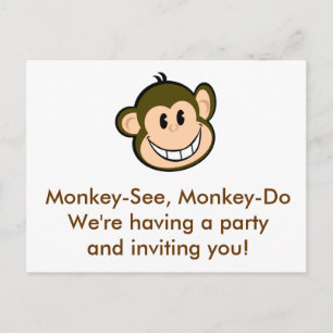 Monkey Party Invitation Postcard