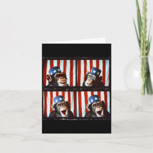 Monkey patriotic animal american flag 4th of july card