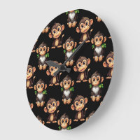 Monkey Pattern Design Black