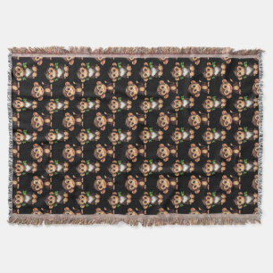Monkey Pattern Design Black Throw Blanket
