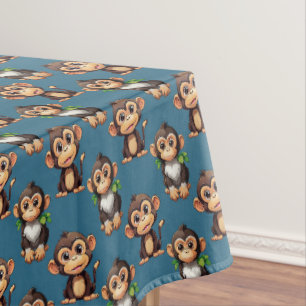 Monkey Pattern Design Blue  Tablecloth