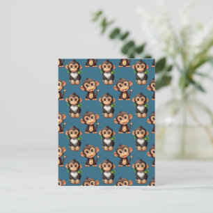 Monkey Pattern Design Green  Postcard