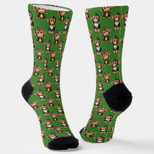 Monkey Pattern Design Green Socks