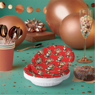 Monkey Pattern Design Red Paper Plate