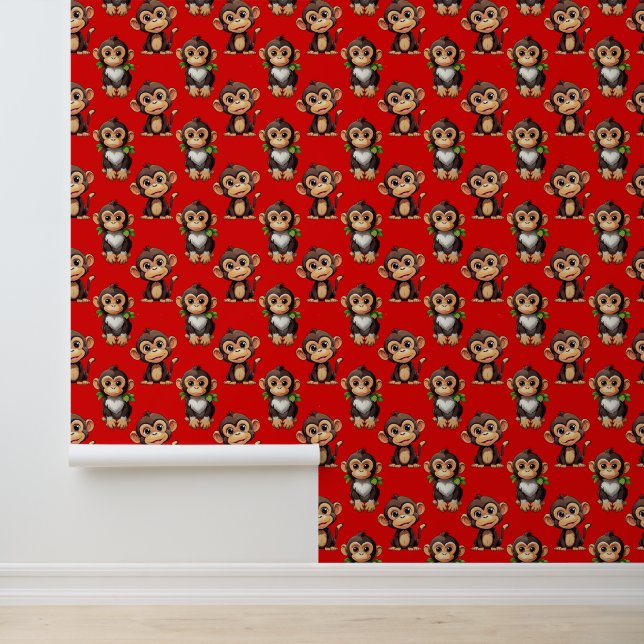 Monkey Pattern Design Red Wallpaper (Application)