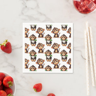 Monkey Pattern Design White Napkin