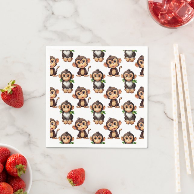 Monkey Pattern Design White  Napkin (Insitu)