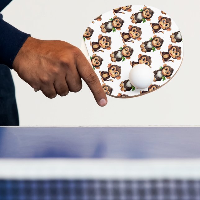 Monkey Pattern Design White  Ping Pong Paddle (Insitu)