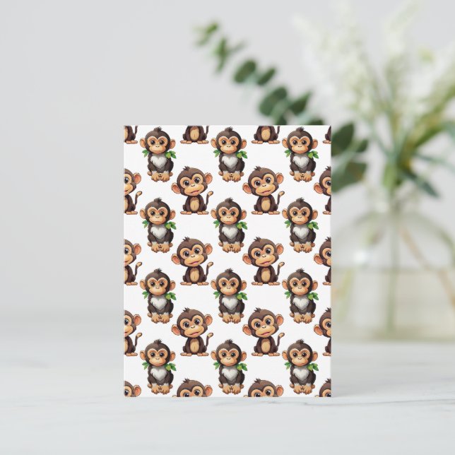 Monkey Pattern Design White  Postcard (Standing Front)