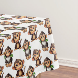 Monkey Pattern Design White Tablecloth