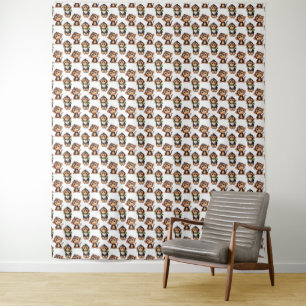 Monkey Pattern Design White  Tapestry