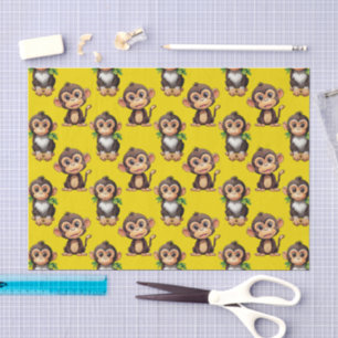 Monkey Pattern Design White  Tissue Paper