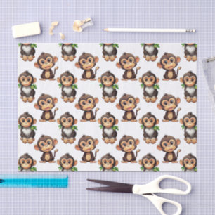 Monkey Pattern Design White Tissue Paper
